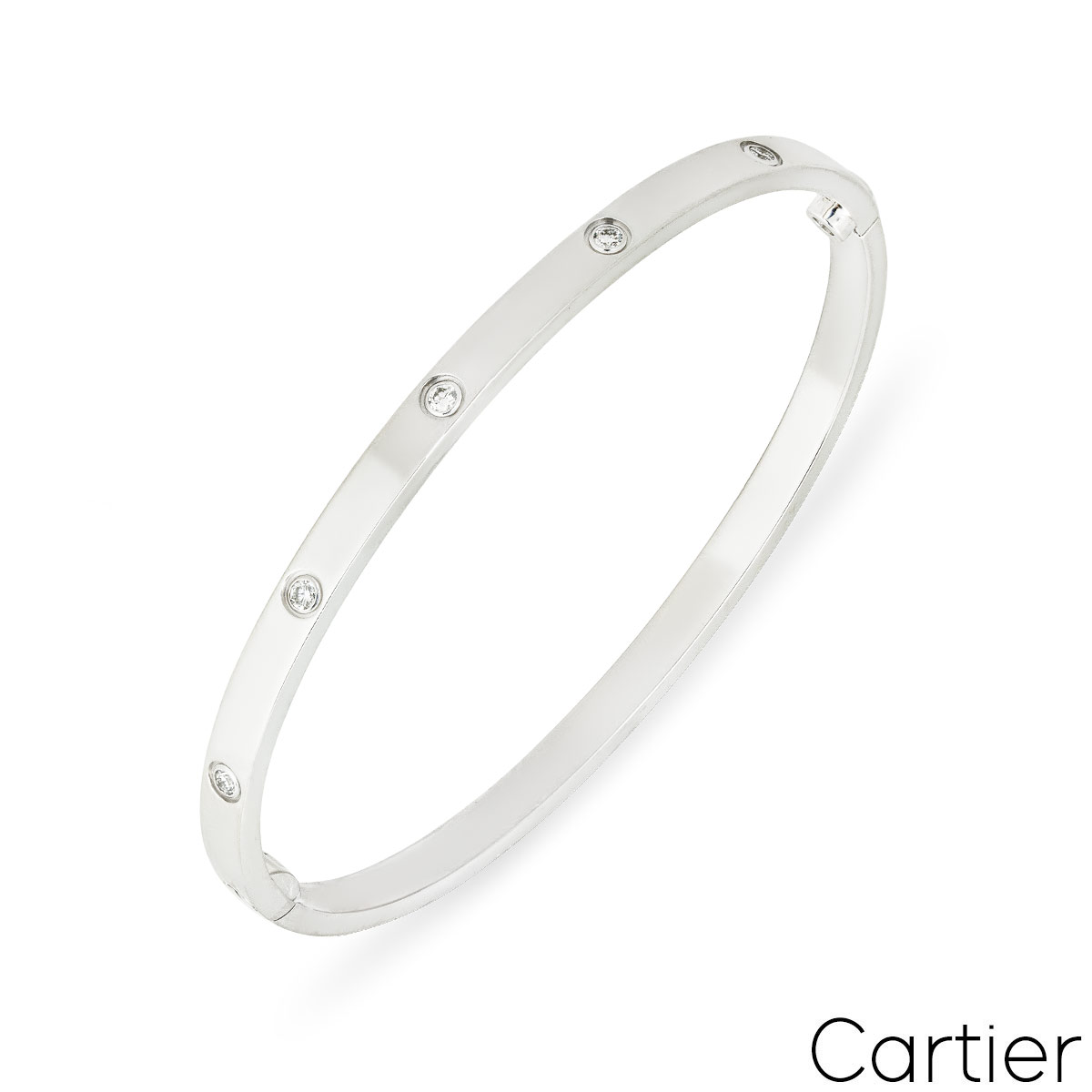 Cartier White Gold Full Diamond Love Bracelet SM Size 19 B6048019